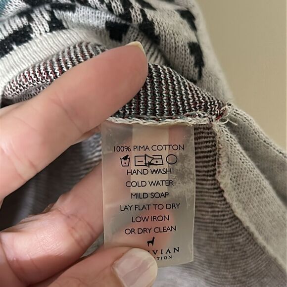 Peruvian Connection Pima Cotton Sweater Like Short Sleeve Top - Picture 6 of 7